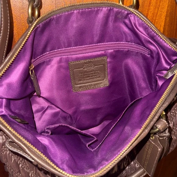 Coach Brown and Purple Quilted Shoulder Bag - Picture 2 of 3
